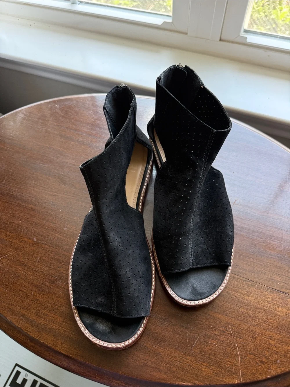Gianni Bini Black Suede Open-Toe Cutout Sandals